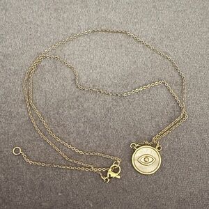 Gold Evil Eye Pendant Necklace with Mother of Pearl